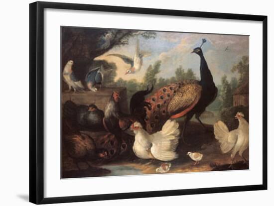 Barnyard with Chickens-Melchior d'Hondecoeter-Framed Art Print