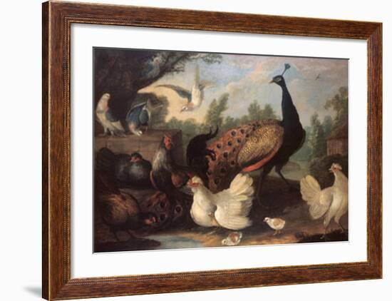 Barnyard with Chickens-Melchior d'Hondecoeter-Framed Art Print