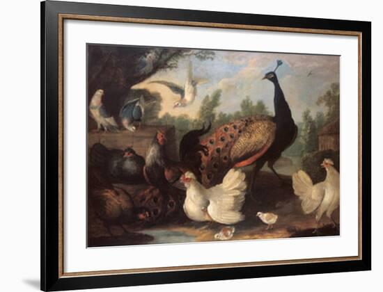 Barnyard with Chickens-Melchior d'Hondecoeter-Framed Art Print