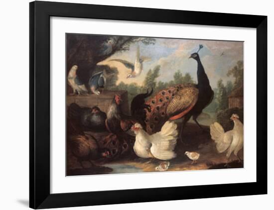 Barnyard with Chickens-Melchior d'Hondecoeter-Framed Art Print