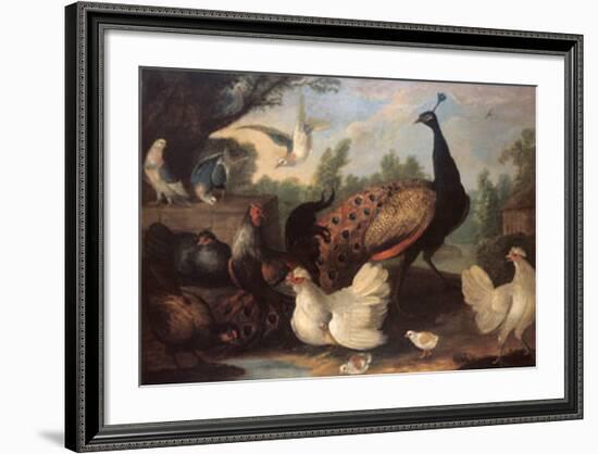 Barnyard with Chickens-Melchior d'Hondecoeter-Framed Art Print