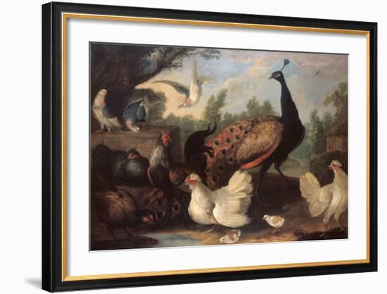 Barnyard with Chickens-Melchior d'Hondecoeter-Framed Art Print