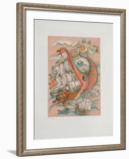 Baron de Munchhausen - le Bateau-Francoise Deberdt-Framed Collectable Print