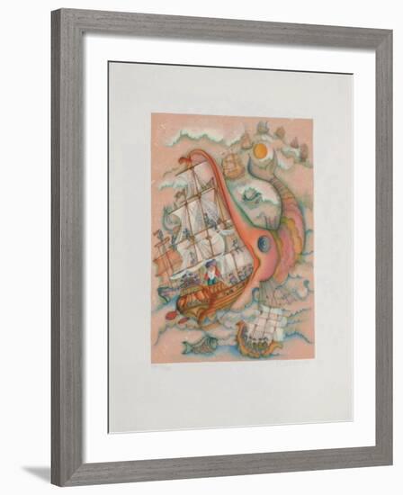 Baron de Munchhausen - le Bateau-Francoise Deberdt-Framed Collectable Print