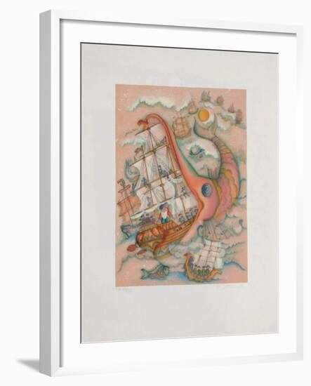 Baron de Munchhausen - le Bateau-Francoise Deberdt-Framed Collectable Print