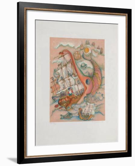 Baron de Munchhausen - le Bateau-Francoise Deberdt-Framed Collectable Print