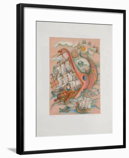 Baron de Munchhausen - le Bateau-Francoise Deberdt-Framed Collectable Print