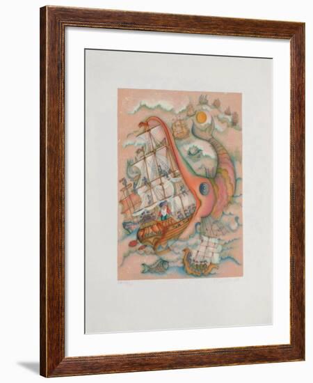 Baron de Munchhausen - le Bateau-Francoise Deberdt-Framed Collectable Print