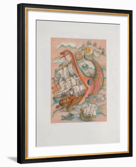 Baron de Munchhausen - le Bateau-Francoise Deberdt-Framed Collectable Print