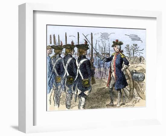 Baron Friedrich Wilhelm Von Steuben Drilling the American Troops at Valley Forge, Revolutionary War-null-Framed Giclee Print