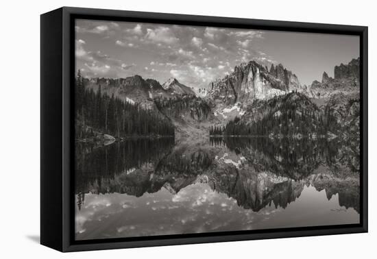 Baron Lake Monte Verita Peak Sawtooh Mountains II BW-Alan Majchrowicz-Framed Premier Image Canvas