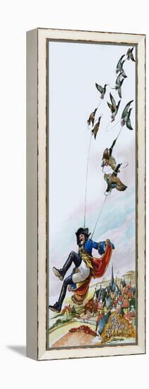 Baron Munchausen Being Carried Away by Ducks-Nadir Quinto-Framed Premier Image Canvas