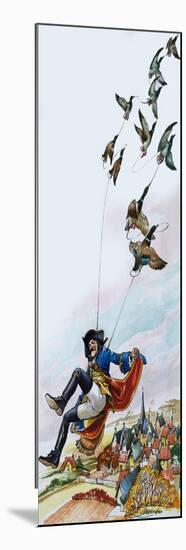 Baron Munchausen Being Carried Away by Ducks-Nadir Quinto-Mounted Giclee Print