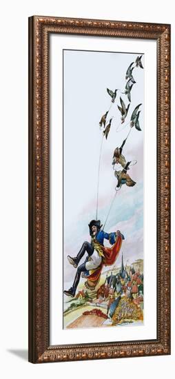 Baron Munchausen Being Carried Away by Ducks-Nadir Quinto-Framed Giclee Print