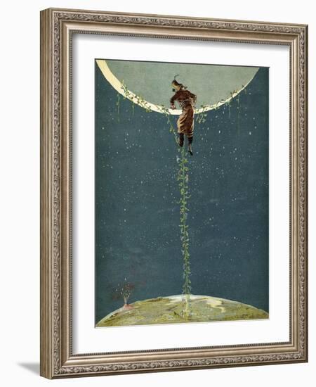 Baron Munchausen Climbs Up to the Moon by Way of a Turkey Bean Plant, from 'The Adventures of…-Alphonse Adolphe Bichard-Framed Giclee Print