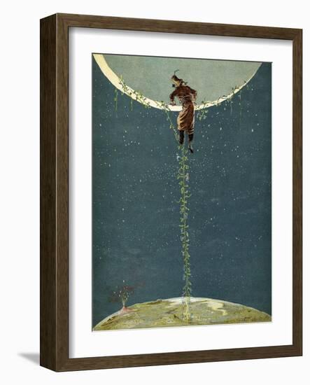 Baron Munchausen Climbs Up to the Moon by Way of a Turkey Bean Plant, from 'The Adventures of…-Alphonse Adolphe Bichard-Framed Giclee Print