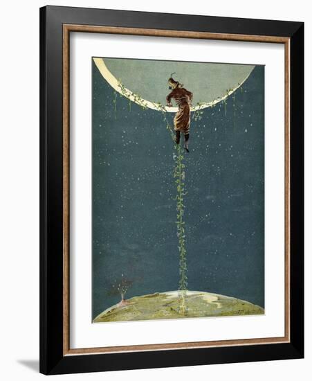Baron Munchausen Climbs Up to the Moon by Way of a Turkey Bean Plant, from 'The Adventures of…-Alphonse Adolphe Bichard-Framed Giclee Print