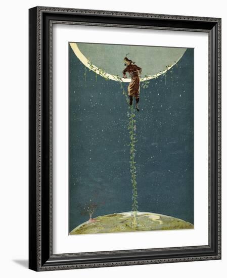 Baron Munchausen Climbs Up to the Moon by Way of a Turkey Bean Plant, from 'The Adventures of…-Alphonse Adolphe Bichard-Framed Giclee Print