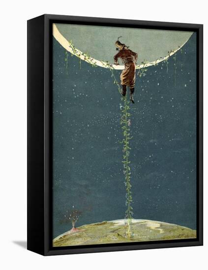 Baron Munchausen Climbs Up To the Moon by Way Of a Turkey Bean Plant-null-Framed Premier Image Canvas