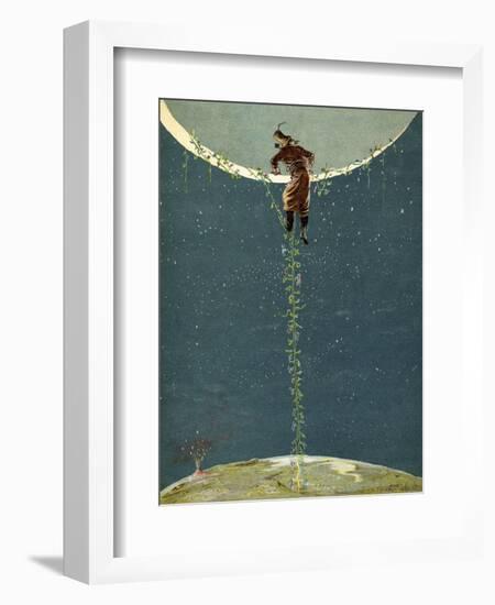 Baron Munchausen Climbs Up To the Moon by Way Of a Turkey Bean Plant-null-Framed Giclee Print