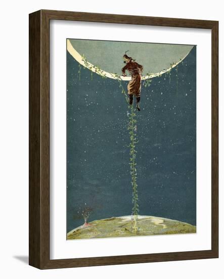 Baron Munchausen Climbs Up To the Moon by Way Of a Turkey Bean Plant-null-Framed Giclee Print