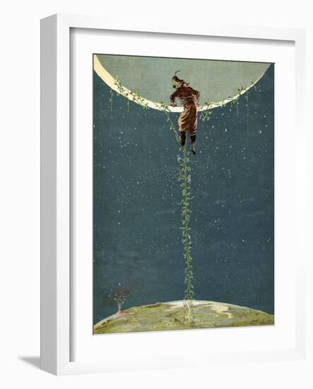 Baron Munchausen Climbs Up To the Moon by Way Of a Turkey Bean Plant-null-Framed Giclee Print