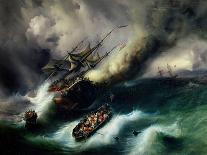 Naval Battle in Chesapeake Bay, 3rd September 1781, 1848-Baron Theodore Gudin-Framed Giclee Print