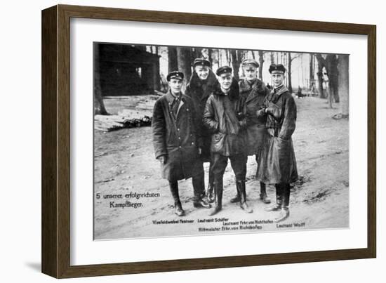 Baron Von Richthofen with Fellow Pilots, Including His Brother Lothar-German photographer-Framed Giclee Print