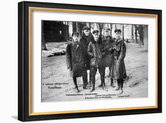 Baron Von Richthofen with Fellow Pilots, Including His Brother Lothar-German photographer-Framed Giclee Print