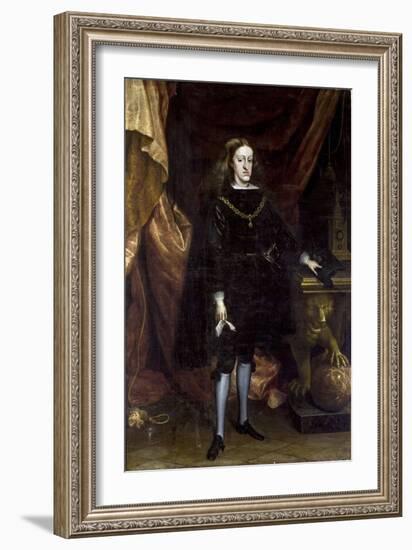 Baroque : Charles II D'espagne, Dit L'ensorcele - Portrait of Charles II of Spain Par Carreno De Mi-Don Juan Carreno de Miranda-Framed Giclee Print