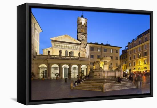 Baroque Fountain and Santa Maria in Trastevere at Night-Stuart Black-Framed Premier Image Canvas