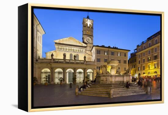 Baroque Fountain and Santa Maria in Trastevere at Night-Stuart Black-Framed Premier Image Canvas