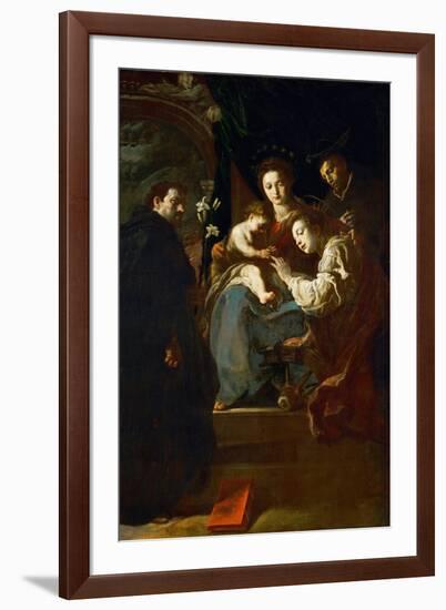 Baroque : Le Mariage Mystique De Sainte Catherine, Avec Saint Dominique Et Saint Pierre Martyr - Th-Domenico Fetti or Feti-Framed Giclee Print