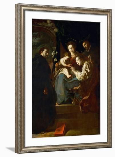 Baroque : Le Mariage Mystique De Sainte Catherine, Avec Saint Dominique Et Saint Pierre Martyr - Th-Domenico Fetti or Feti-Framed Giclee Print