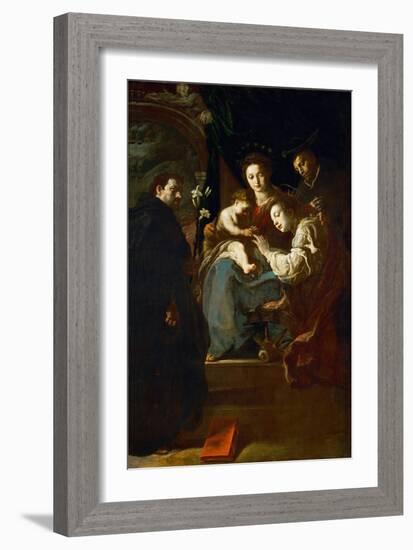 Baroque : Le Mariage Mystique De Sainte Catherine, Avec Saint Dominique Et Saint Pierre Martyr - Th-Domenico Fetti or Feti-Framed Giclee Print