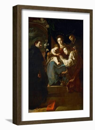 Baroque : Le Mariage Mystique De Sainte Catherine, Avec Saint Dominique Et Saint Pierre Martyr - Th-Domenico Fetti or Feti-Framed Giclee Print