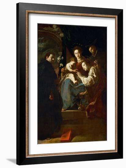 Baroque : Le Mariage Mystique De Sainte Catherine, Avec Saint Dominique Et Saint Pierre Martyr - Th-Domenico Fetti or Feti-Framed Giclee Print