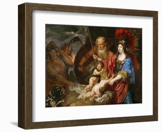 Baroque : Minerve Et Saturne Protegeant Les Arts Et Les Sciences De L'envie Et La Faussete - Minerv-Joachim Von Sandrart-Framed Giclee Print