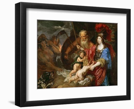 Baroque : Minerve Et Saturne Protegeant Les Arts Et Les Sciences De L'envie Et La Faussete - Minerv-Joachim Von Sandrart-Framed Giclee Print