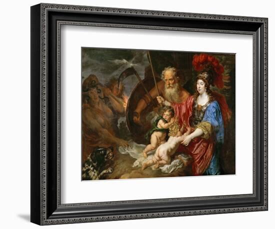 Baroque : Minerve Et Saturne Protegeant Les Arts Et Les Sciences De L'envie Et La Faussete - Minerv-Joachim Von Sandrart-Framed Giclee Print