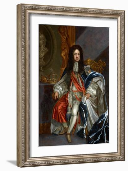 Baroque : Portrait of Charles II of England (1630-1685), in the Robes of the Order of the Garter Pa-Godfrey Kneller-Framed Giclee Print