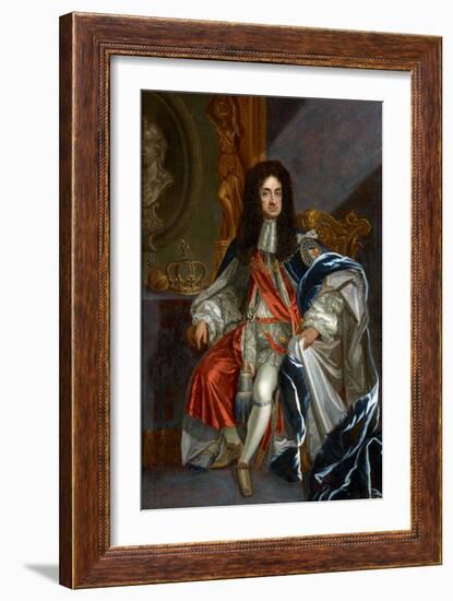 Baroque : Portrait of Charles II of England (1630-1685), in the Robes of the Order of the Garter Pa-Godfrey Kneller-Framed Giclee Print