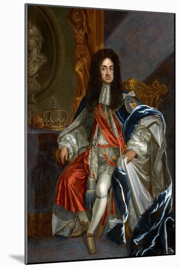 Baroque : Portrait of Charles II of England (1630-1685), in the Robes of the Order of the Garter Pa-Godfrey Kneller-Mounted Giclee Print