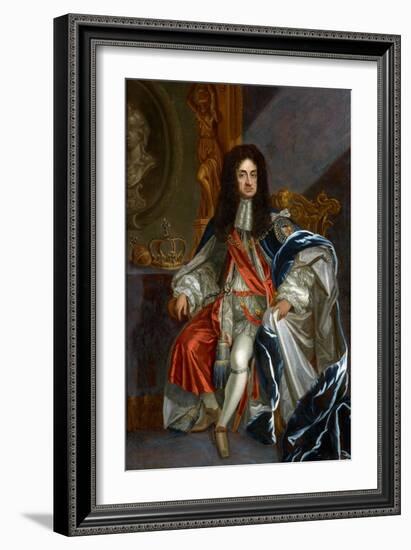 Baroque : Portrait of Charles II of England (1630-1685), in the Robes of the Order of the Garter Pa-Godfrey Kneller-Framed Giclee Print