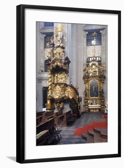 Baroque Pulpit and One of the Twelve Side Altars in the Church of St. Giles in Prague-null-Framed Photographic Print