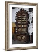 Baroque Style Bookcase Cabinet with Sculpture and Carvings, Porcellini Hall, Seminary of Padua-null-Framed Giclee Print
