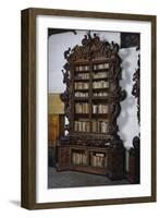 Baroque Style Bookcase Cabinet with Sculpture and Carvings, Porcellini Hall, Seminary of Padua-null-Framed Giclee Print