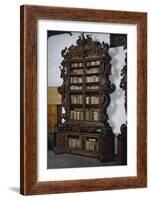 Baroque Style Bookcase Cabinet with Sculpture and Carvings, Porcellini Hall, Seminary of Padua-null-Framed Giclee Print