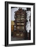Baroque Style Bookcase Cabinet with Sculpture and Carvings, Porcellini Hall, Seminary of Padua-null-Framed Giclee Print