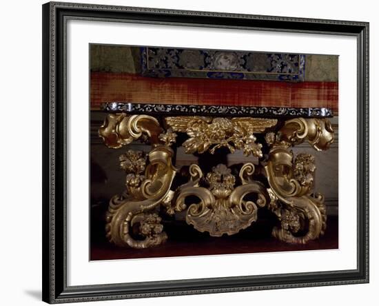 Baroque Style Carved and Gilt Wood Console Table, with Inlaid Marble Top, Italy-null-Framed Giclee Print